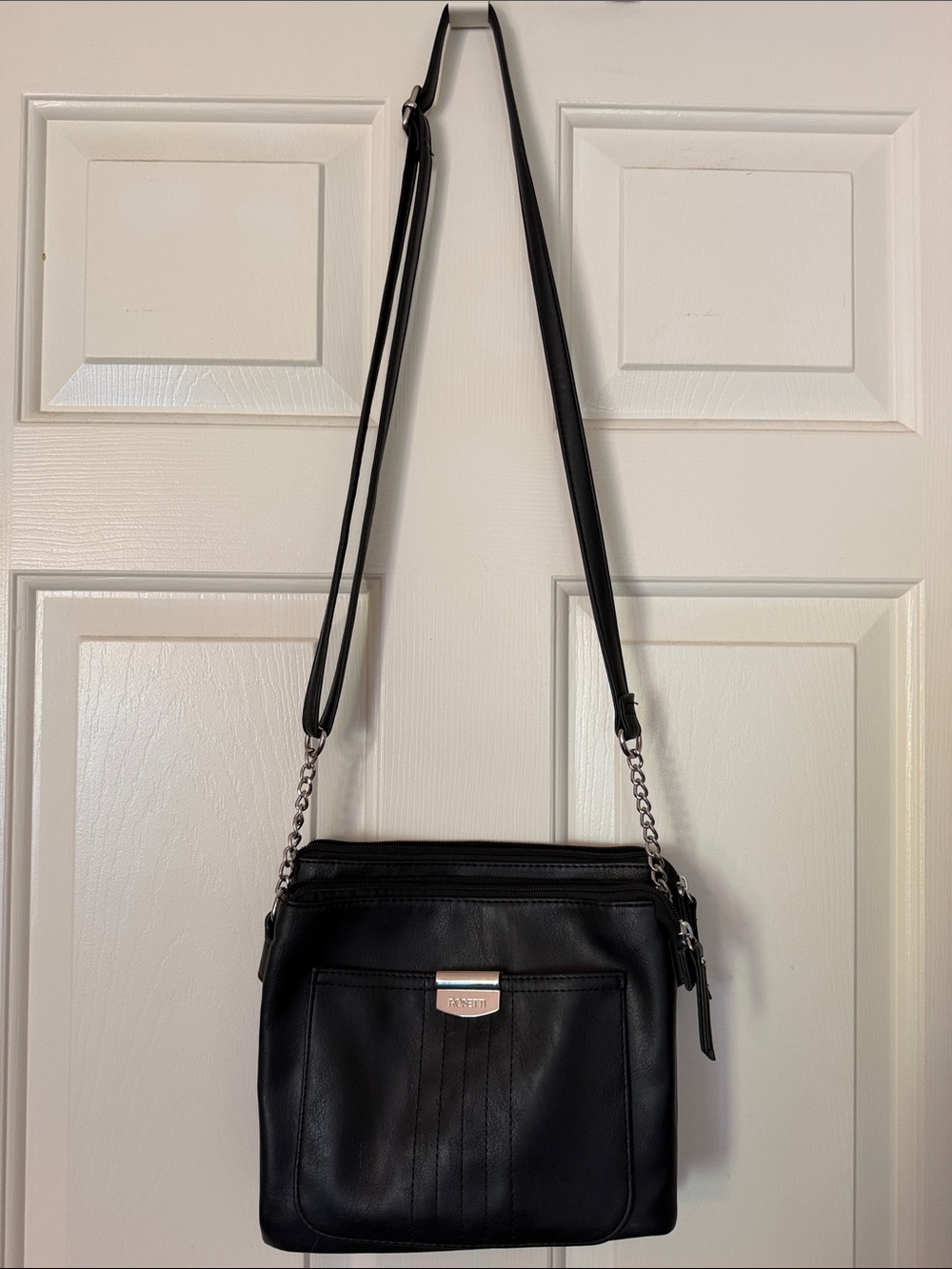 Rosetti Black Crossbody Bag with Silver Chain Strap